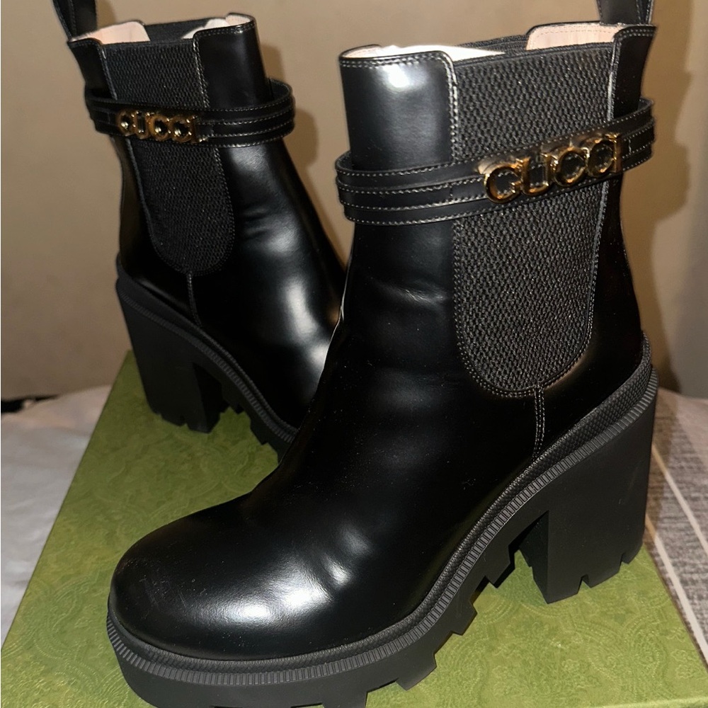 Gucci Black Leather Ankle Boots